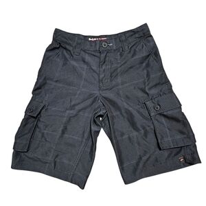 Tony Hawk Boy's Black Plaid Cargo Skate Shorts Size 10 Adjustable Waist Comfy